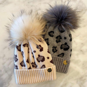 Leopard Pom Beanie